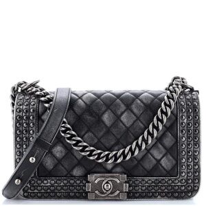 Chanel Dallas Le Boy Studded Quilted Distressed Flap Bag